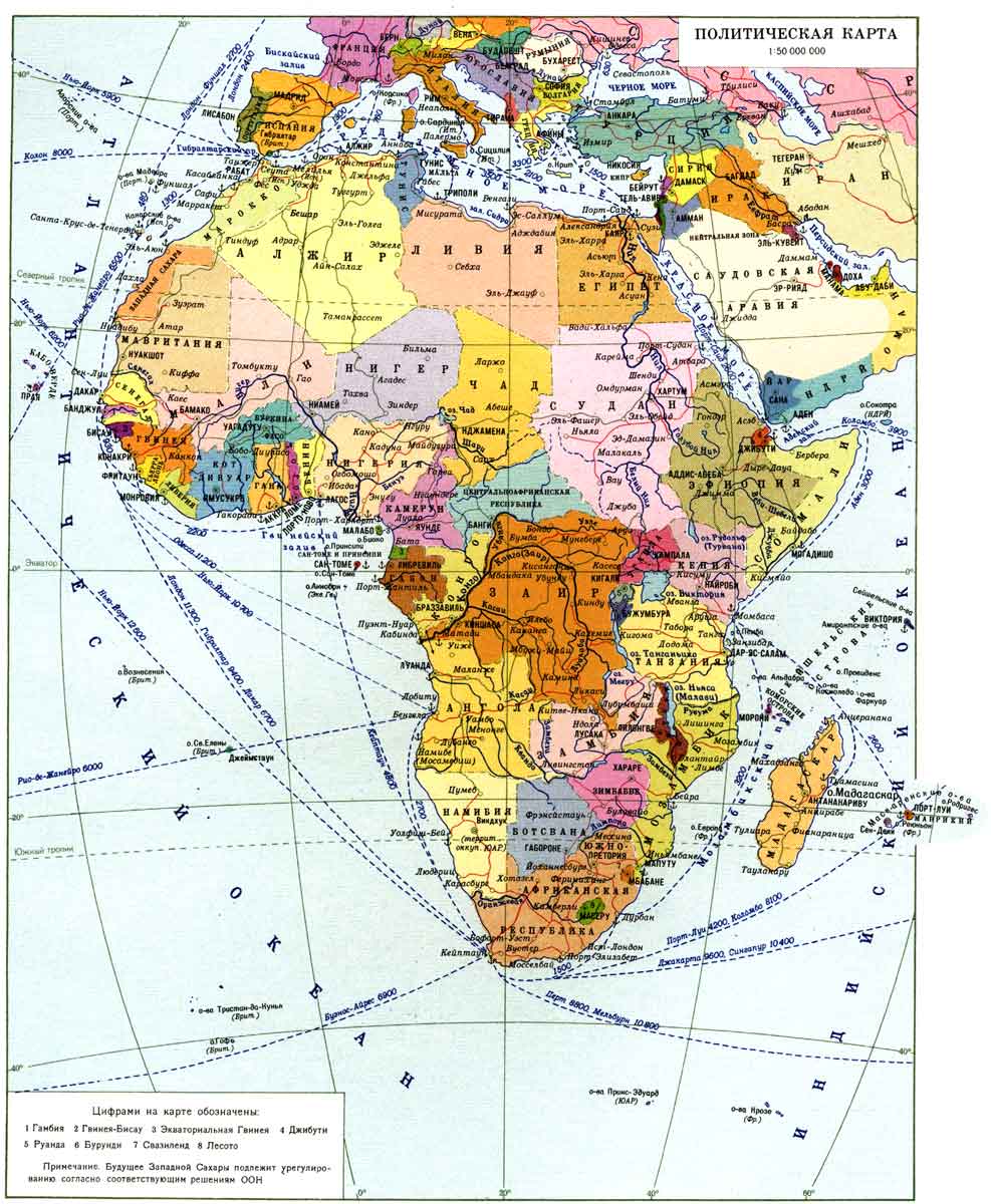 Политическая карта Африки (Размер иллюстрации 162 KB).