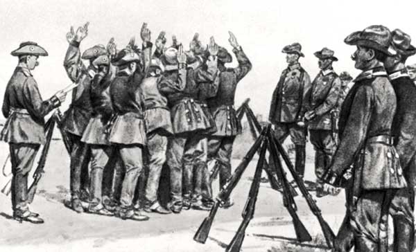 Бурские солдаты присягают на верность немцам.