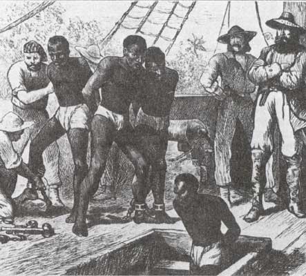Перевозка рабов на английском корабле.