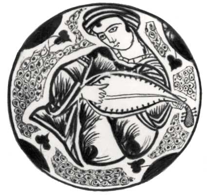 Тарелка с изображением мандолиниста.