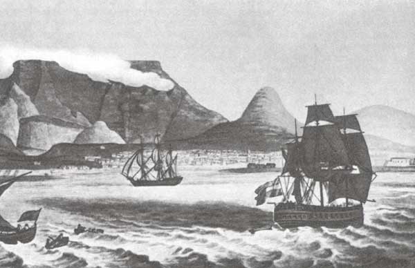 Кейптаун.  Гравюра 1795.