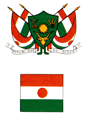Государственные герб и флаг Нигера.